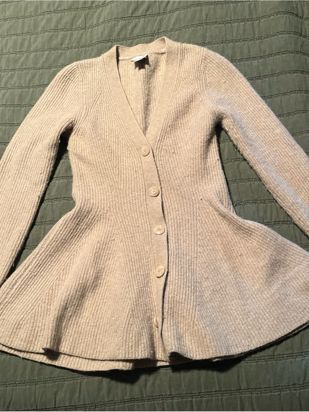 Maeve Anthropologie Hourglass Cardigan Sweater Women’s S Beige Wool Blend